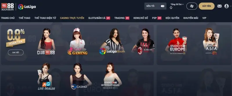 Ưu điểm của sảnh game Casino trực tuyến M88